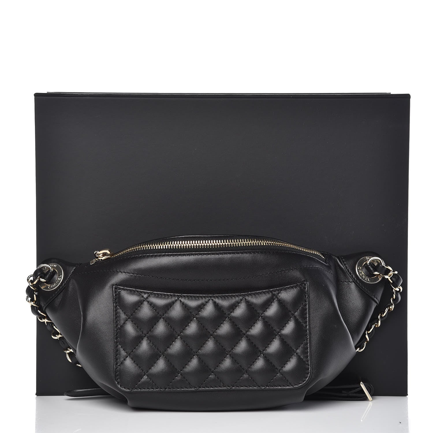 Chanel Lambskin Quilted Waist Bag Fanny Pack Black 8 of 8