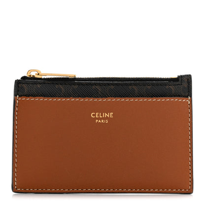 Celine Triomphe Canvas Zipped Card Holder Tan 1 of 12