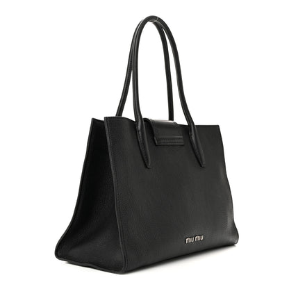 Miu Miu Goatskin Madras Soft Calf Crystal Embellished Tote Black 3 of 14
