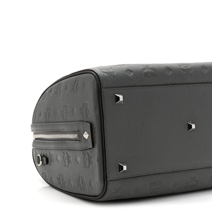 MCM Calfskin Ottomar Monogram Essential Boston Bag Grey 8 of 9