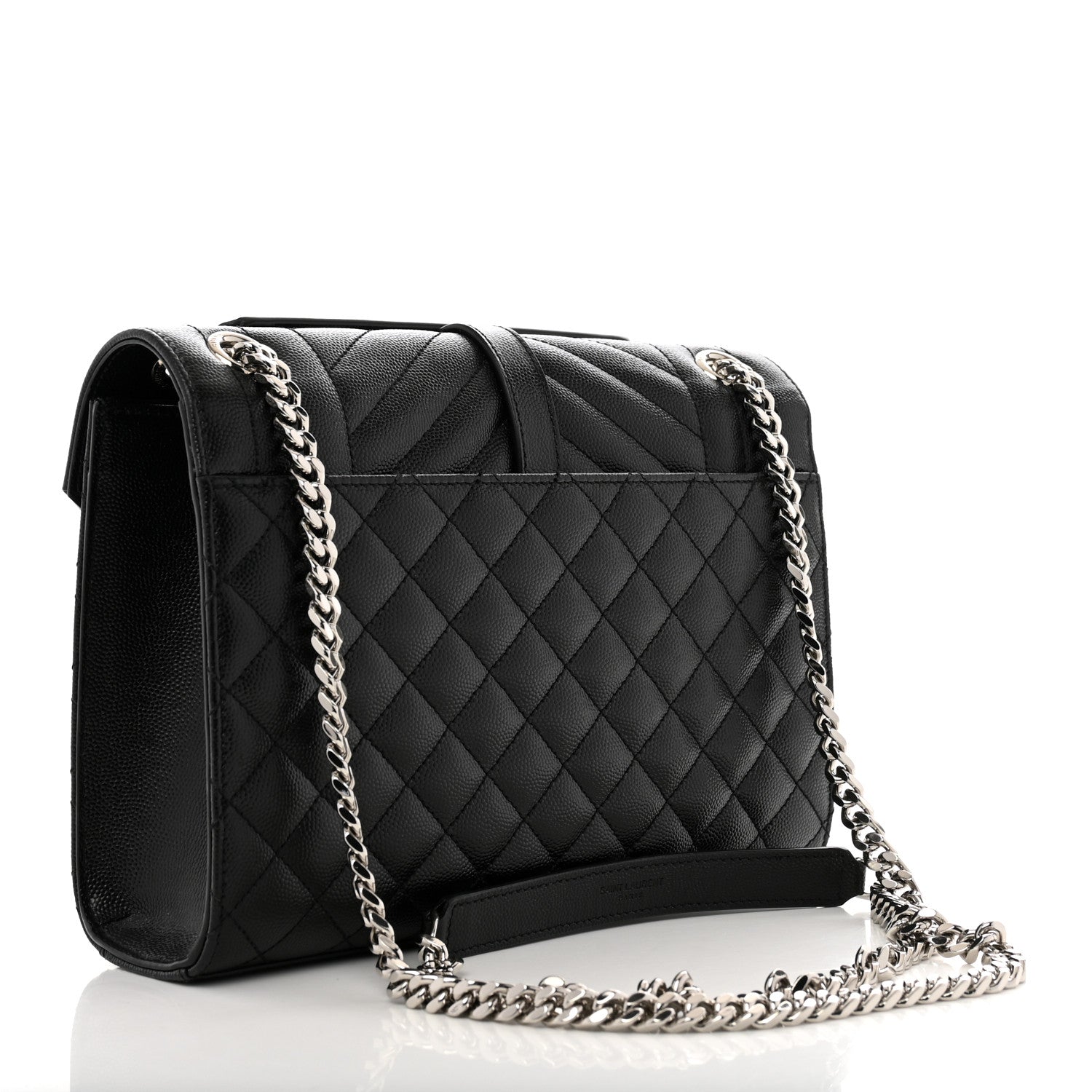 Saint Laurent Grain De Poudre Textured Mixed Matelasse Triquilt Medium Monogram Satchel Black 3 of 9