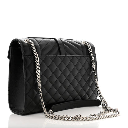 Saint Laurent Grain De Poudre Textured Mixed Matelasse Triquilt Medium Monogram Satchel Black 3 of 9