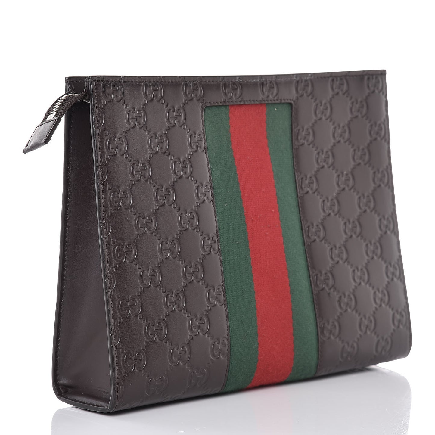 Guccissima Signature Web New Web Cosmetic Case Chocolate