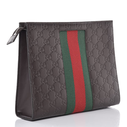 Gucci Guccissima Signature Web New Web Cosmetic Case Chocolate 3 of 9