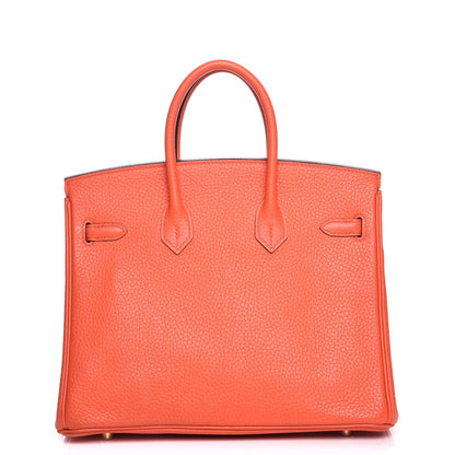 Hermes Taurillon Clemence Birkin 25 Orange Poppy 5 of 25