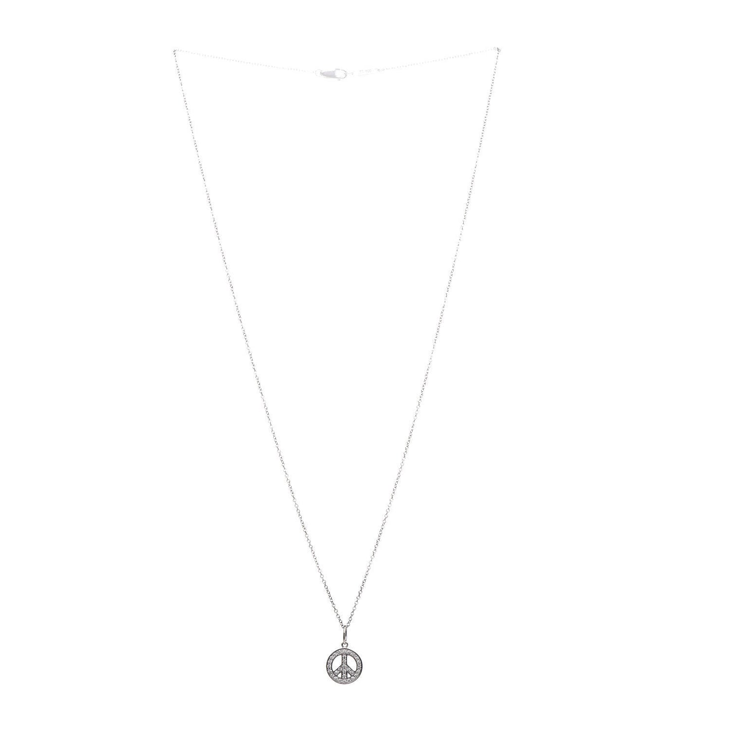 Platinum Diamond Mini Peace Pendant Necklace