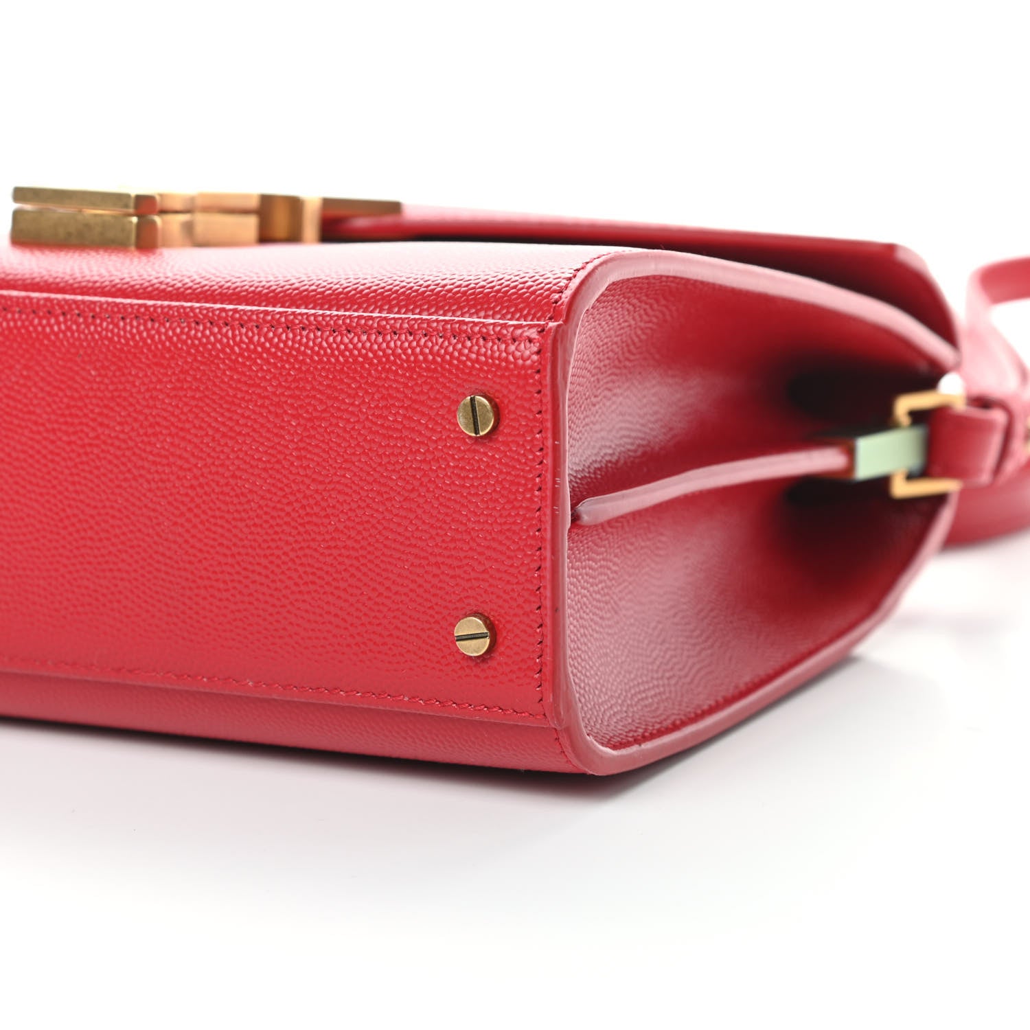 Saint Laurent Grain de Poudre Mini Classic Monogram Cassandra Top Handle Red 10 of 12