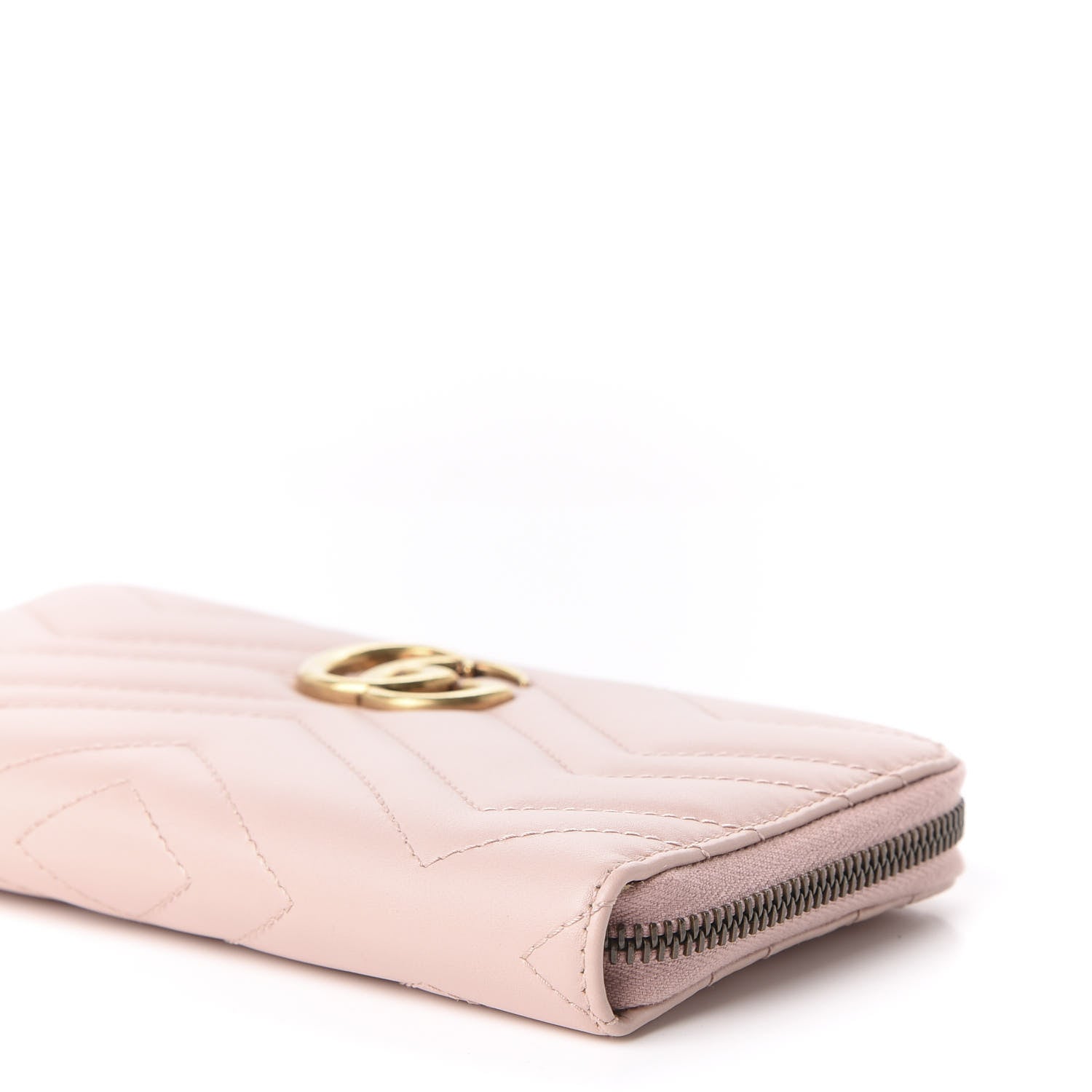 Gucci Calfskin Matelasse GG Marmont Zip Around Wallet Perfect Pink 7 of 9