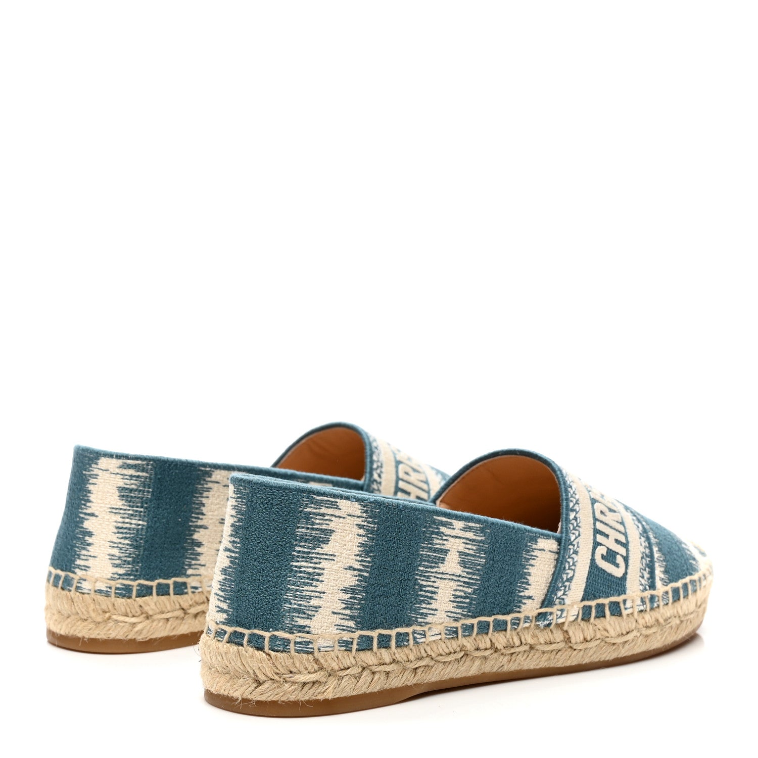 Christian Dior Cotton D-Stripes Embroidered Granville 15mm Espadrilles 37.5 Deep Ocean 4 of 10