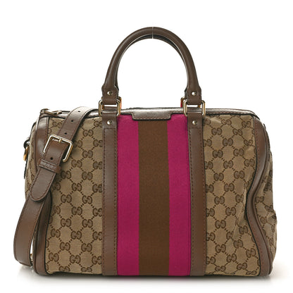 Gucci Monogram Vintage Web Medium Boston Purple Brown 1 of 13