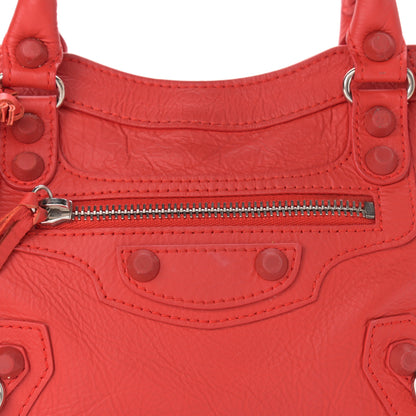 Balenciaga Matte Goatskin Rubber Covered Classic Hardware Mini City Rouge Coquelicot Rouge Braise 8 of 12