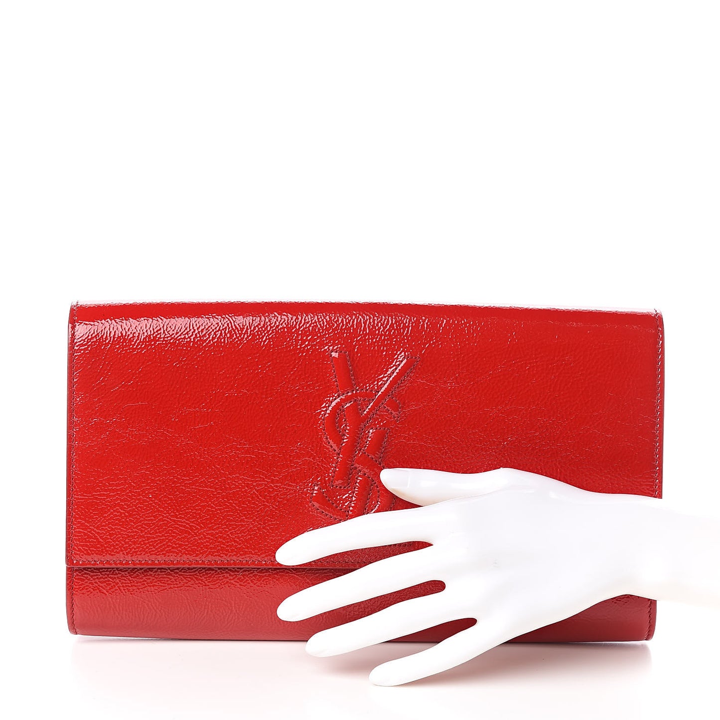 Textured Patent Monogram Large Belle De Jour Clutch Red