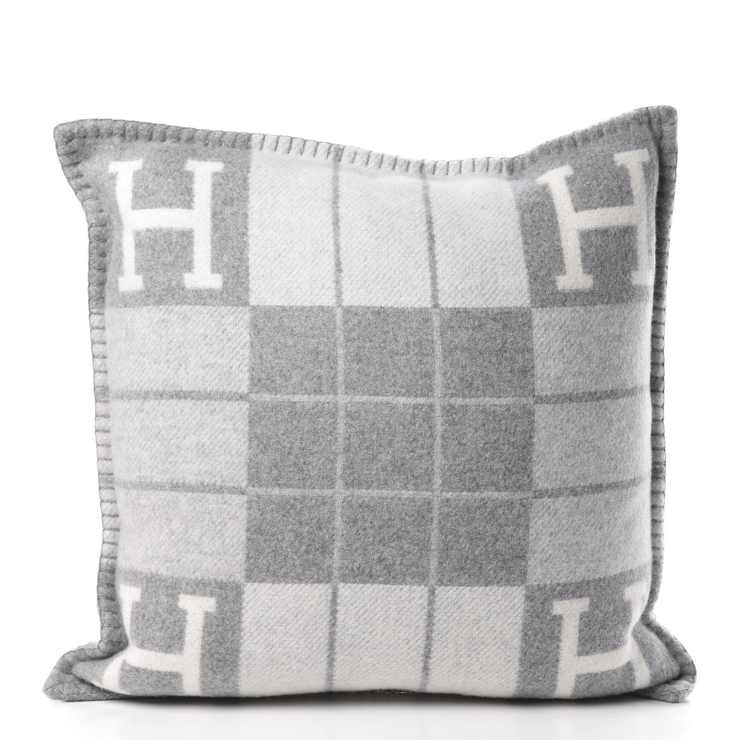 Hermes Wool Cashmere Avalon III Pillow PM Ecru Gris Clair 1 of 4