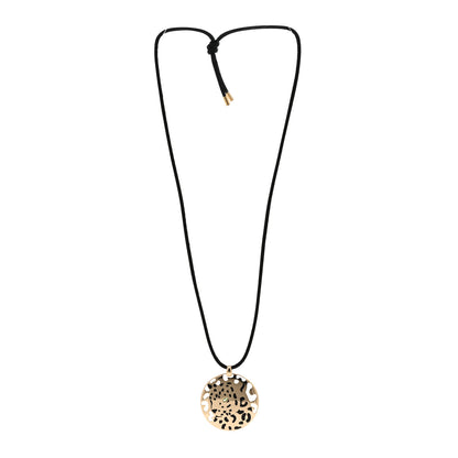Cartier 18K Yellow Gold Enamel Tsavorite Panthere De Cartier Pendant Cord Necklace 3 of 3