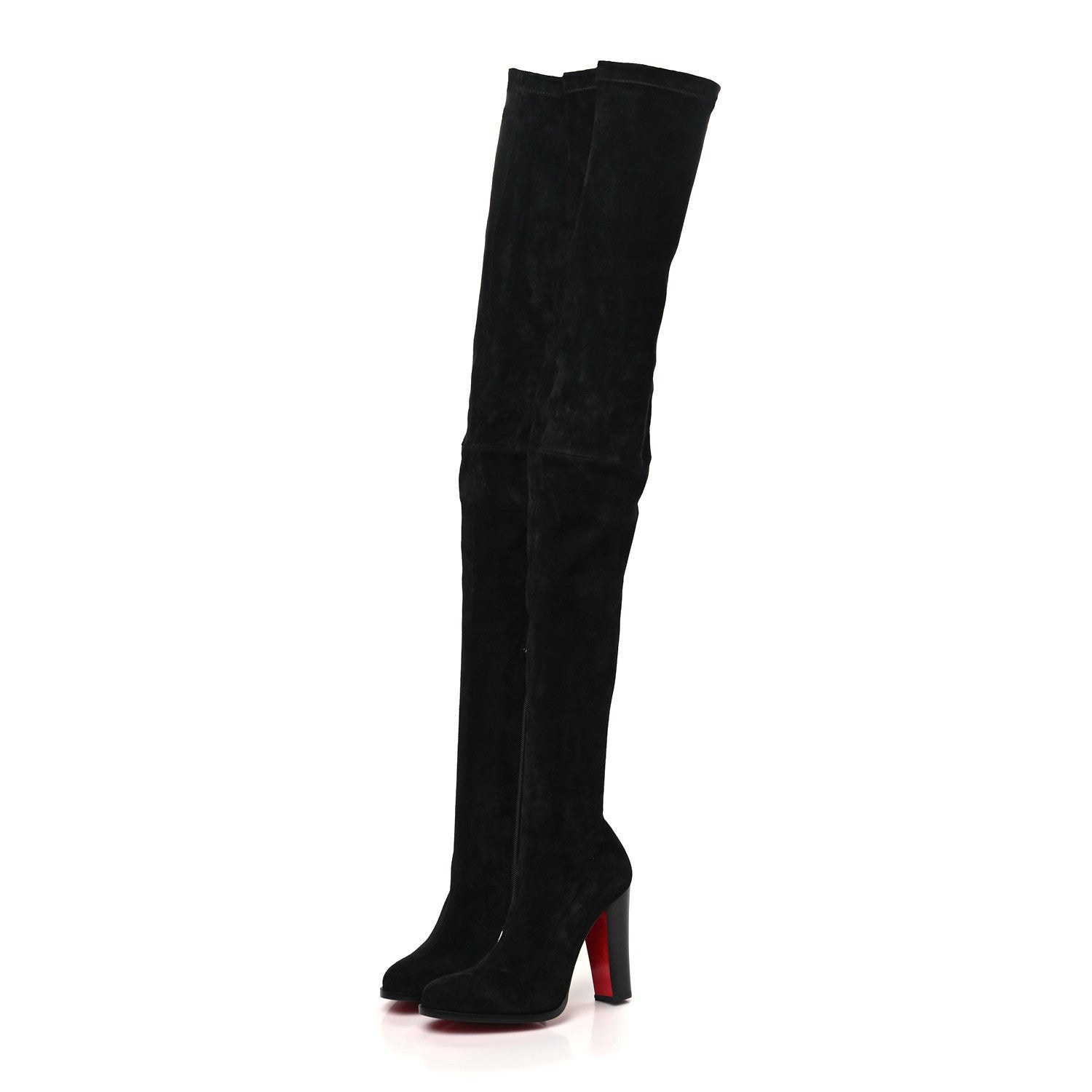 Christian Louboutin Veau Velours Verusch 100 Over The Knee Boots 38.5 Black 3 of 7