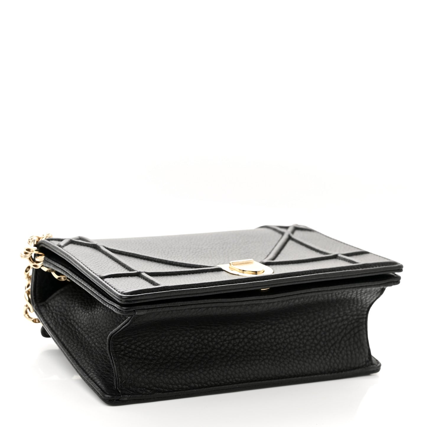 Grained Calfskin Medium Diorama Flap Bag Black