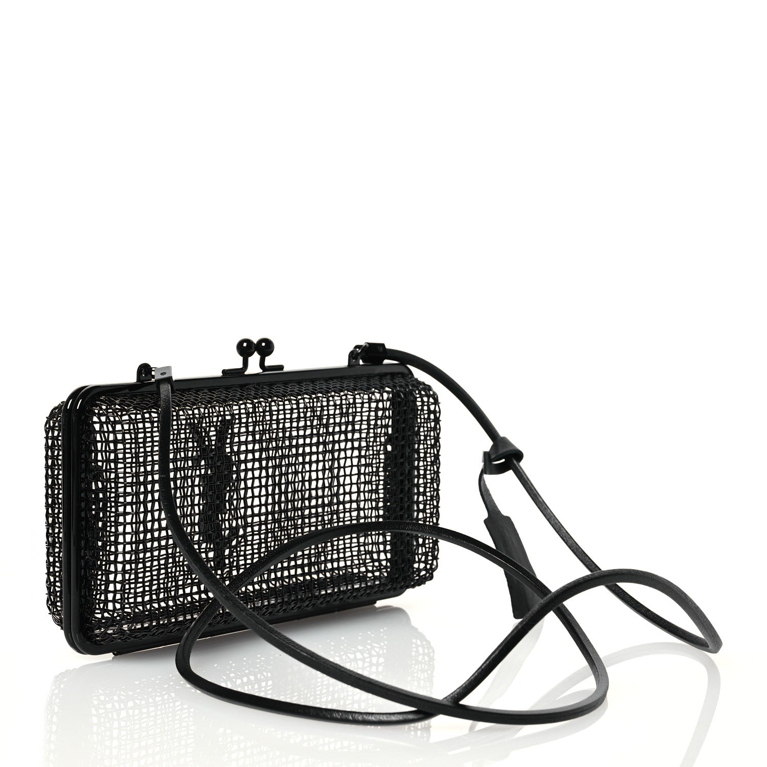 Saint Laurent Brass Lambskin Monogram Cassandre Cage Bag Black 3 of 9