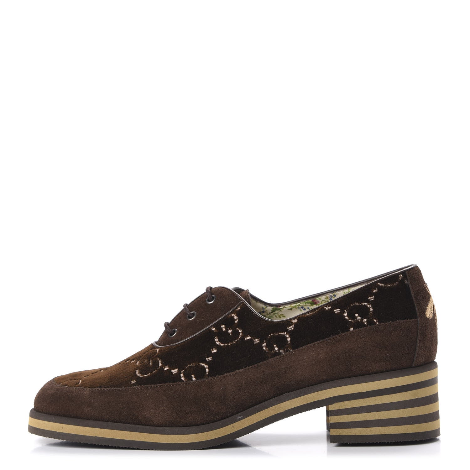Gucci Velvet GG Monogram Thompson Derby Loafers 39.5 Vintage Cocoa Brown 1 of 9
