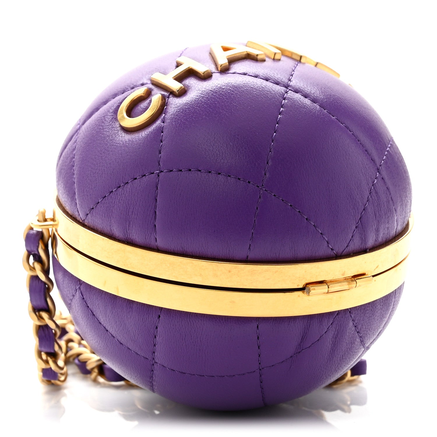Chanel Lambskin CC Minaudiere Sphere Chain Clutch Purple 4 of 10