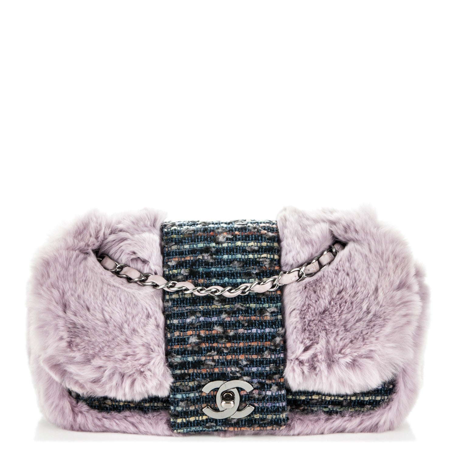 Chanel Rabbit Fur Tweed Lizard Small Fantasy Flap Lilac 1 of 7