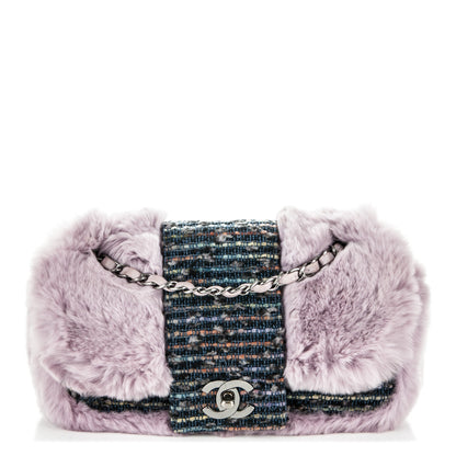 Chanel Rabbit Fur Tweed Lizard Small Fantasy Flap Lilac 1 of 7