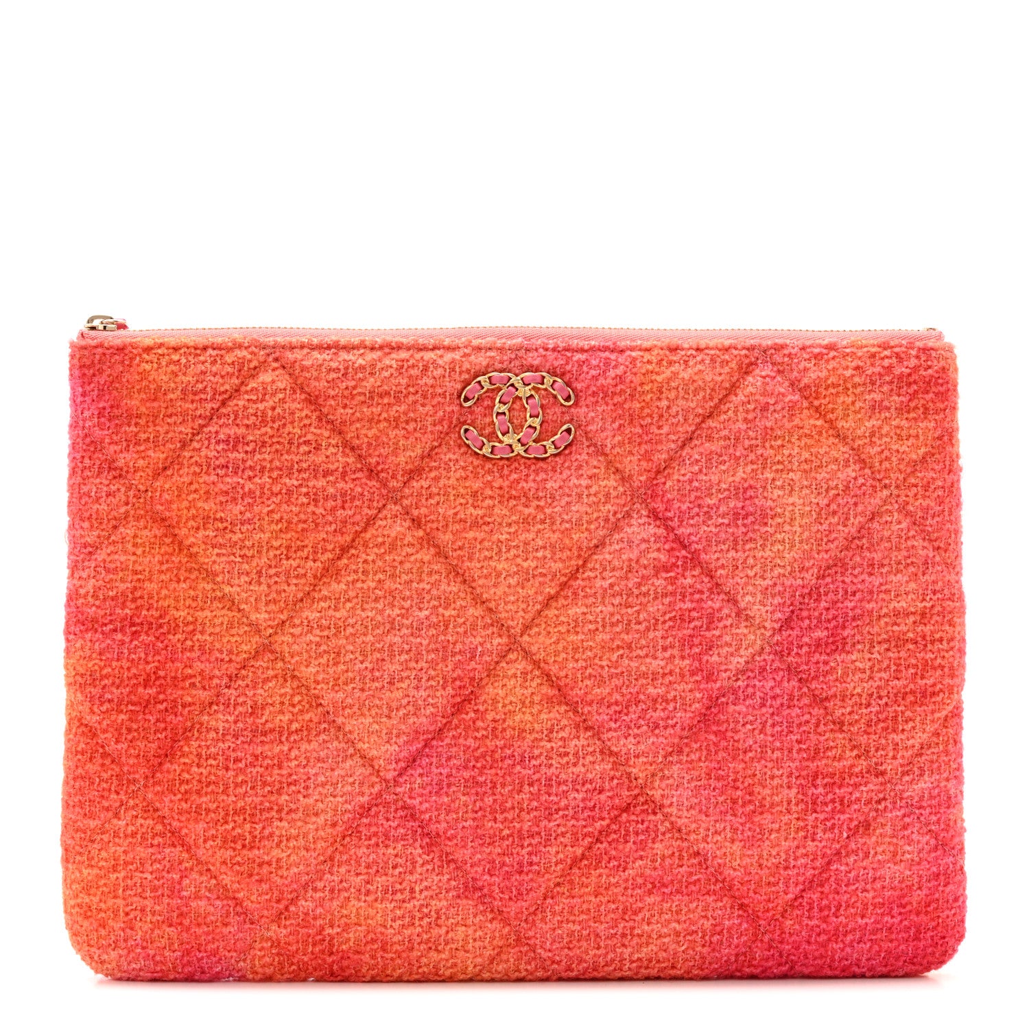 Chanel Tweed Large Chanel 19 Cosmetic Case Coral Pink 1 of 13