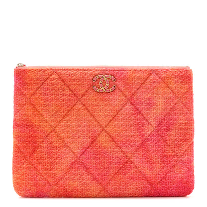 Chanel Tweed Large Chanel 19 Cosmetic Case Coral Pink 1 of 13