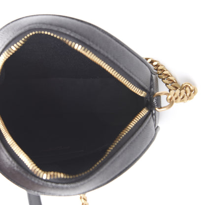 Saint Laurent Grain De Poudre Matelasse Chevron Quilted Round Vinyle Camera Bag Black 4 of 9