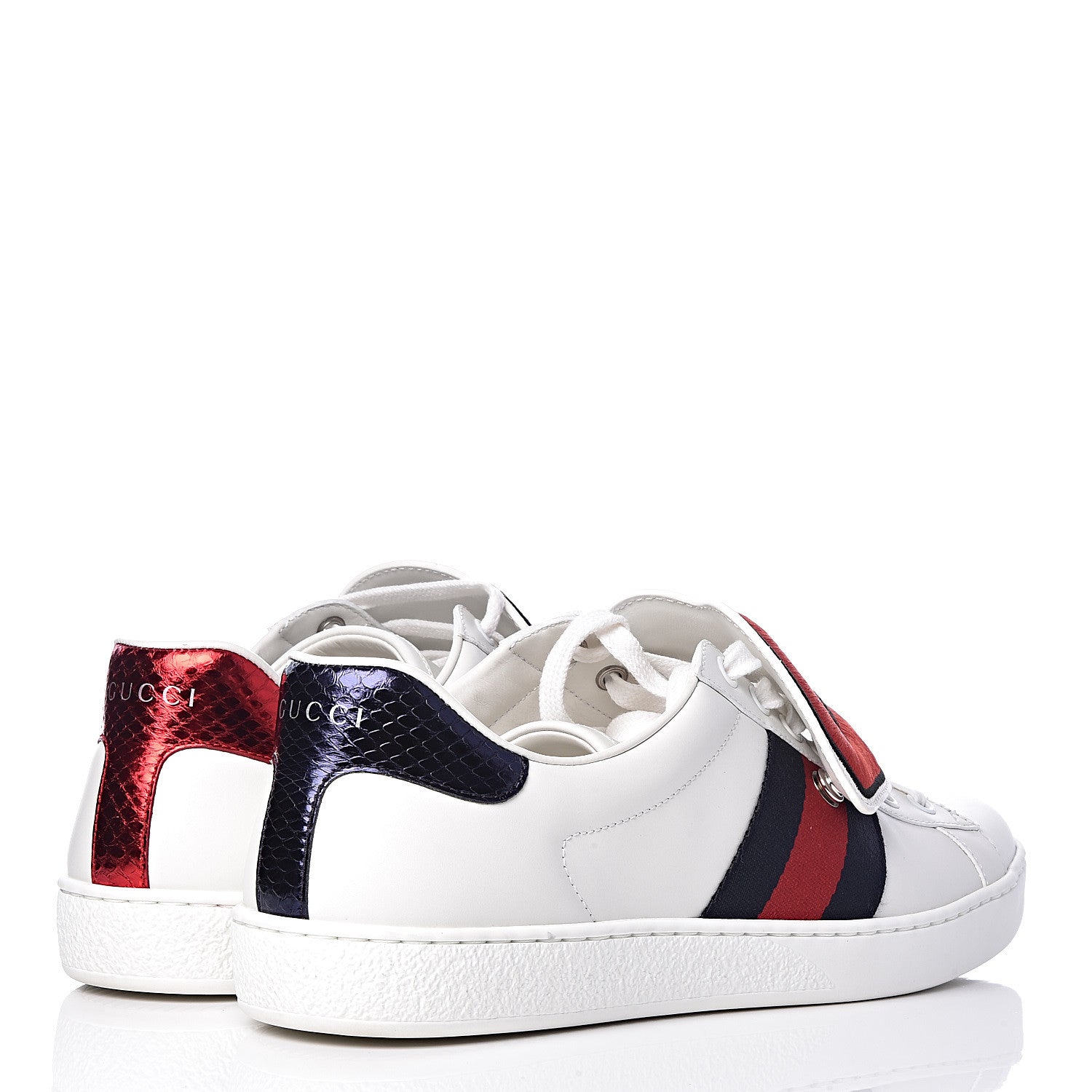 Gucci Calfskin Ayers Web Blind for Love Embroidered Mens Ace Sneakers 8 White 4 of 12