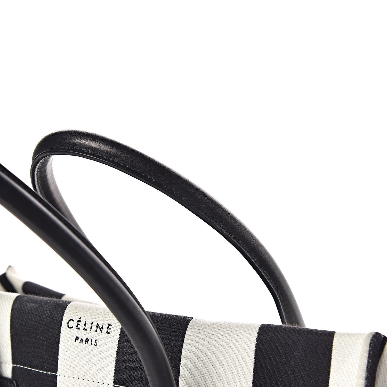 Celine Cotton Canvas Striped Medium Phantom Luggage White Black 16 of 19