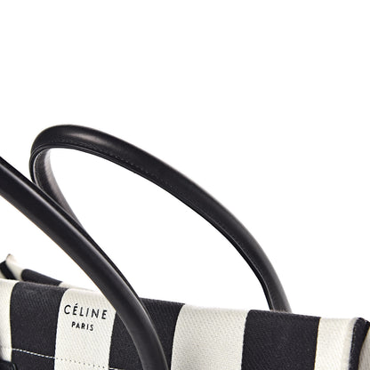 Celine Cotton Canvas Striped Medium Phantom Luggage White Black 16 of 19