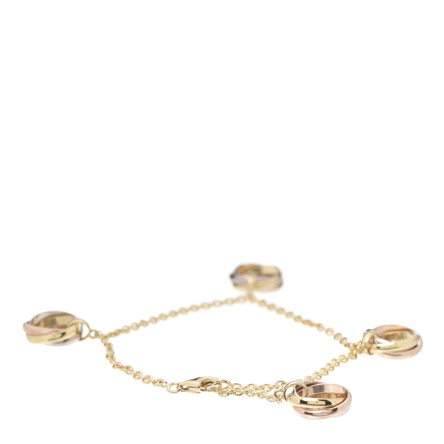 Cartier 18K Pink Yellow White Gold Trinity Charm Bracelet 3 of 7