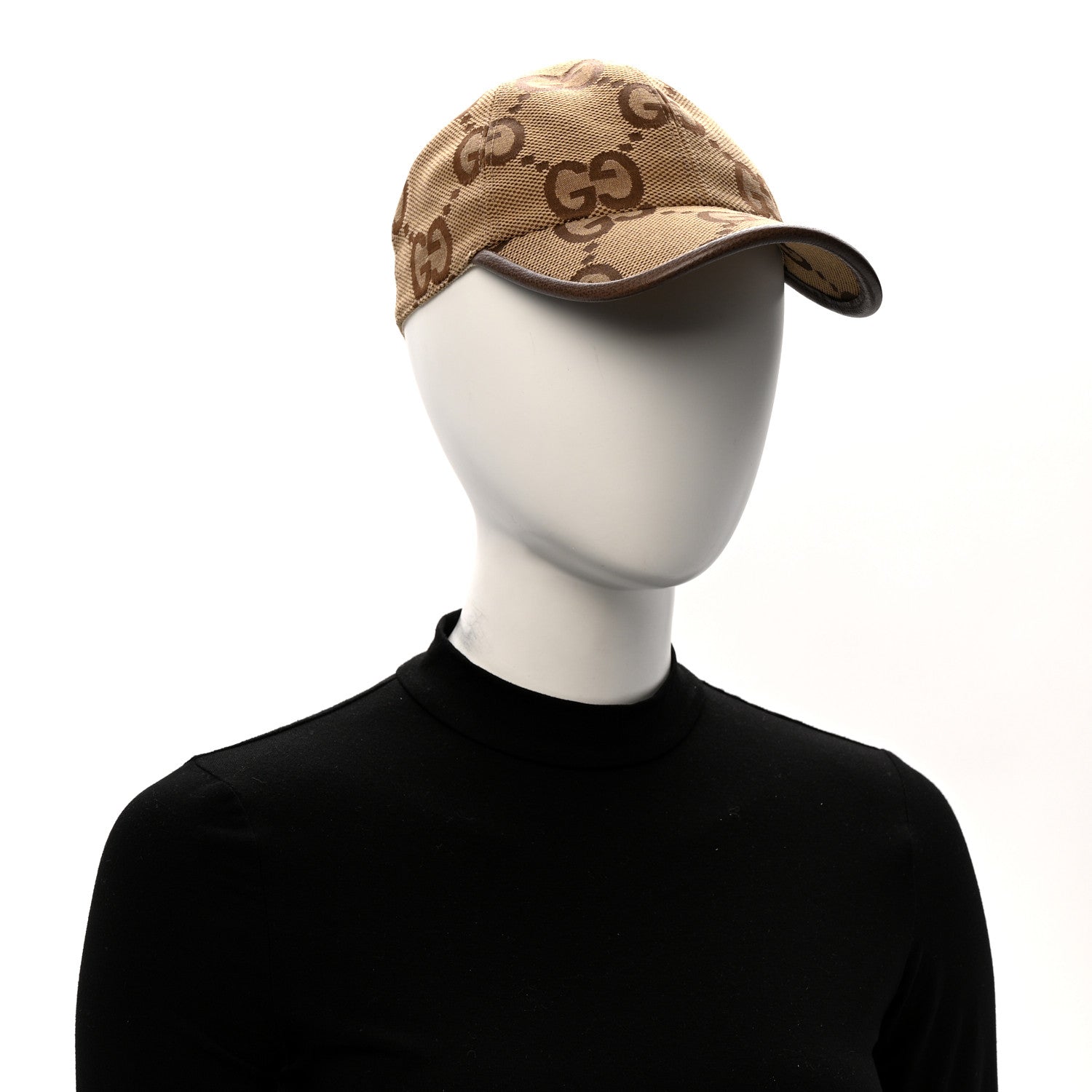 Gucci Monogram Jumbo GG Baseball Hat XS Camel Ebony 2 of 13