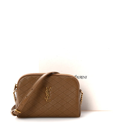 Saint Laurent Lambskin Quilted Gaby Zipped Pouch Dark Cork 9 of 9