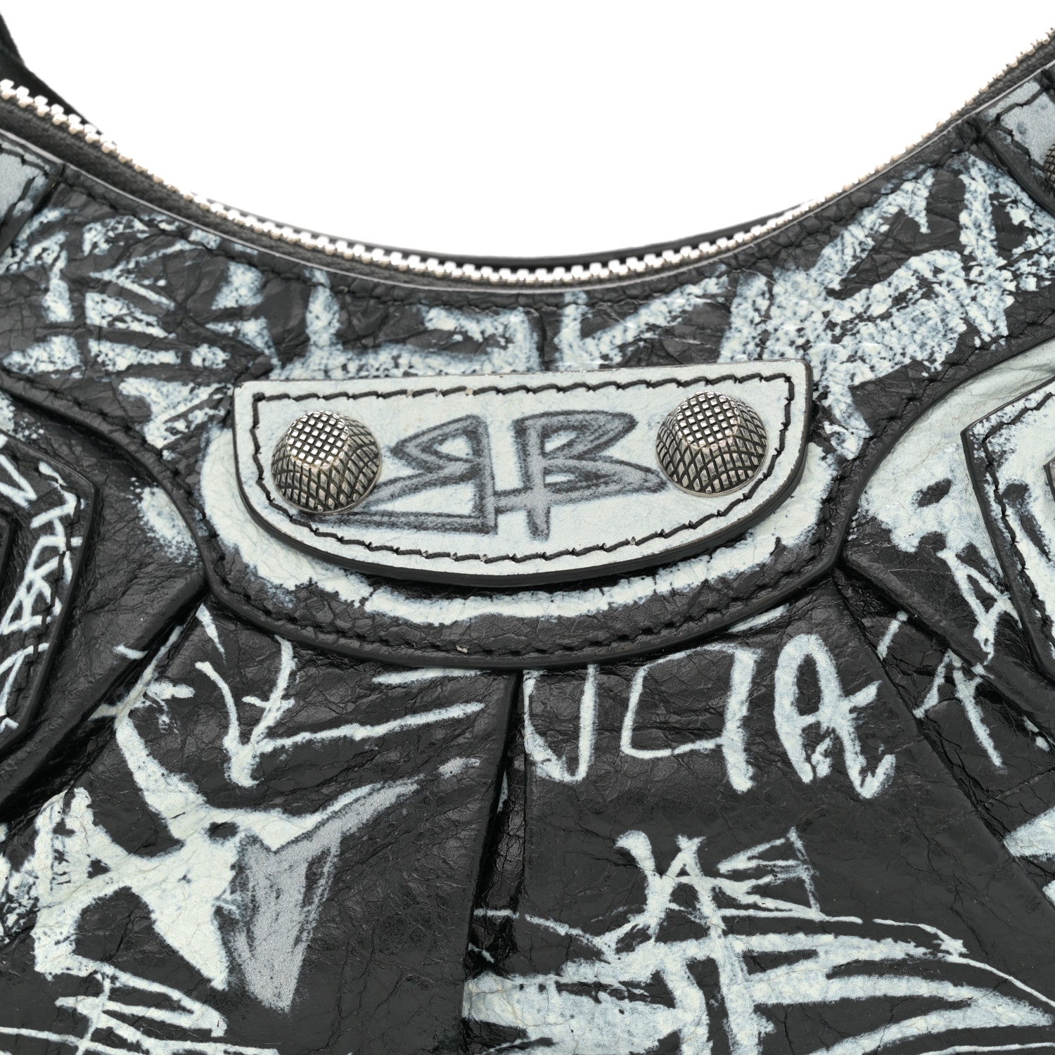 Balenciaga Agneau Arena Graffiti Le Cagole Shoulder Bag XS Black 9 of 13