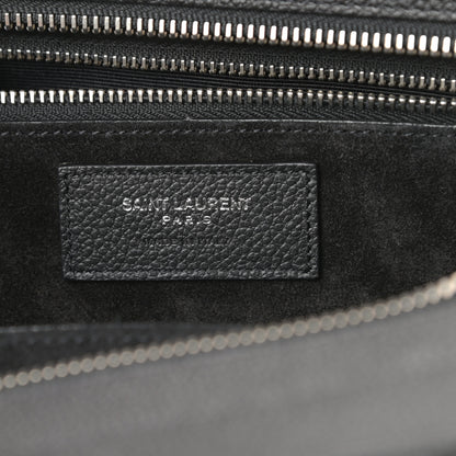 Saint Laurent Grained Calfskin Small Cabas Rive Gauche Black 6 of 11