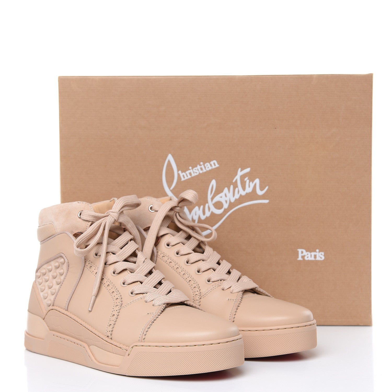 Christian Louboutin Calfskin Patent Spikes Mens Loubikick Flat Sneakers 42 Crosta 9 of 9