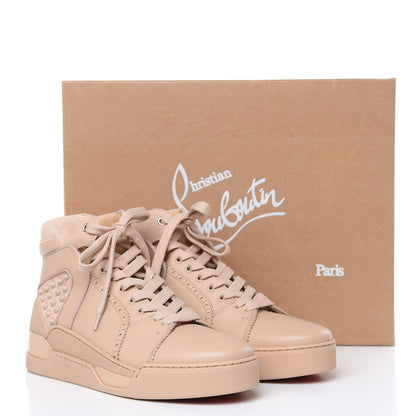 Christian Louboutin Calfskin Patent Spikes Mens Loubikick Flat Sneakers 42 Crosta 9 of 9