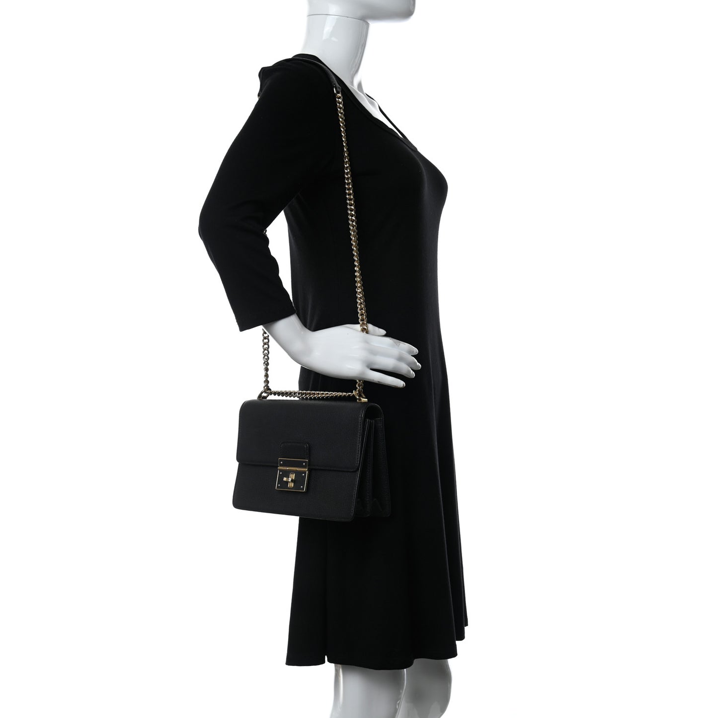 Grained Calfskin Rosalia Shoulder Bag Black