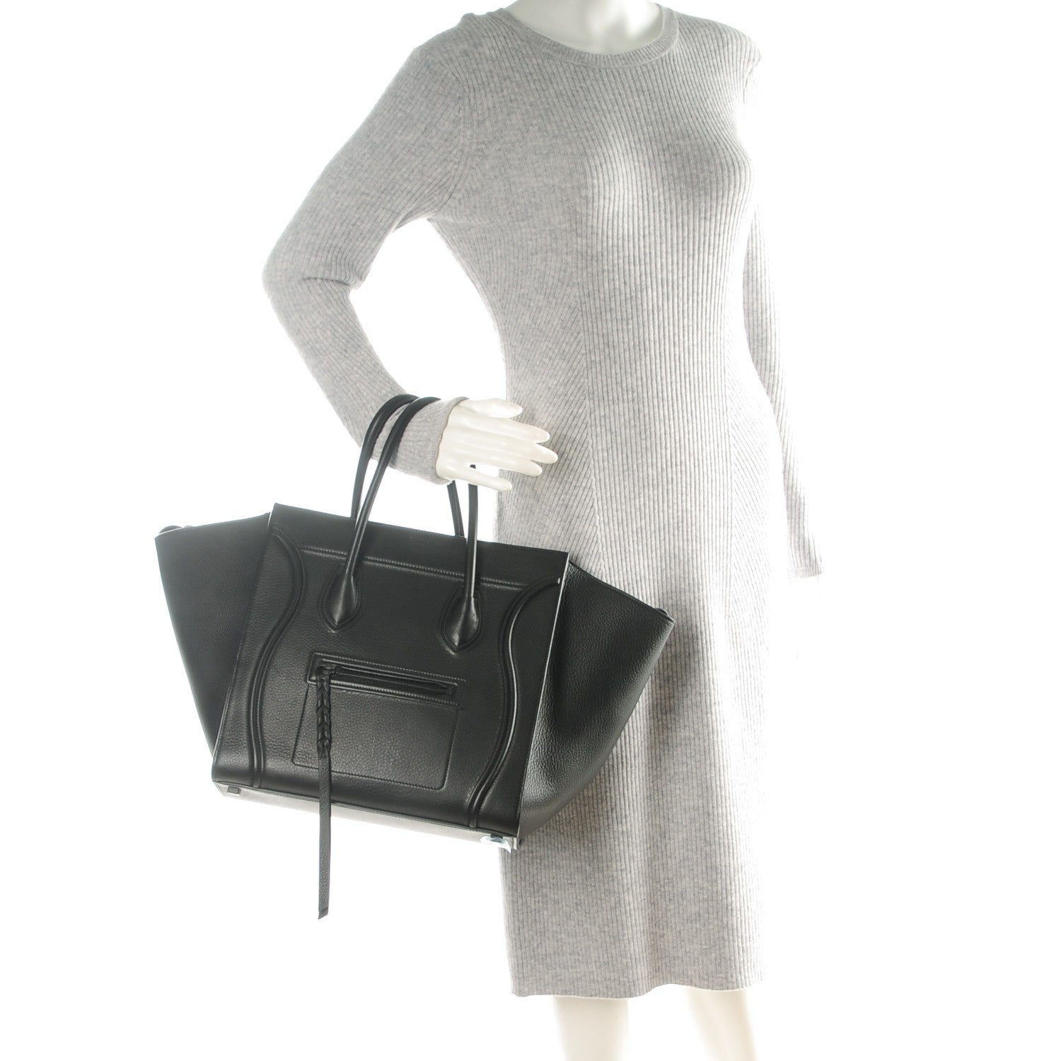Celine Supple Calfskin Medium Phantom Luggage Black 2 of 9