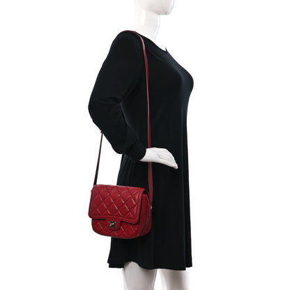 Chanel Lambskin Quilted Messenger Bag Red 3 of 12