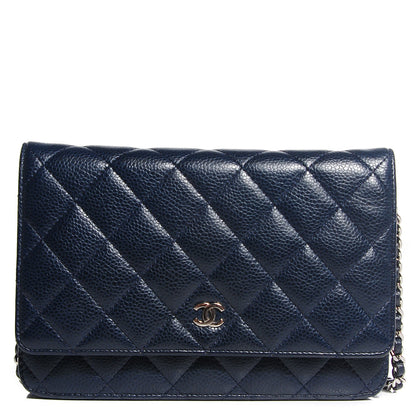 Chanel Caviar Quilted Wallet on Chain WOC Navy Blue 1 of 8