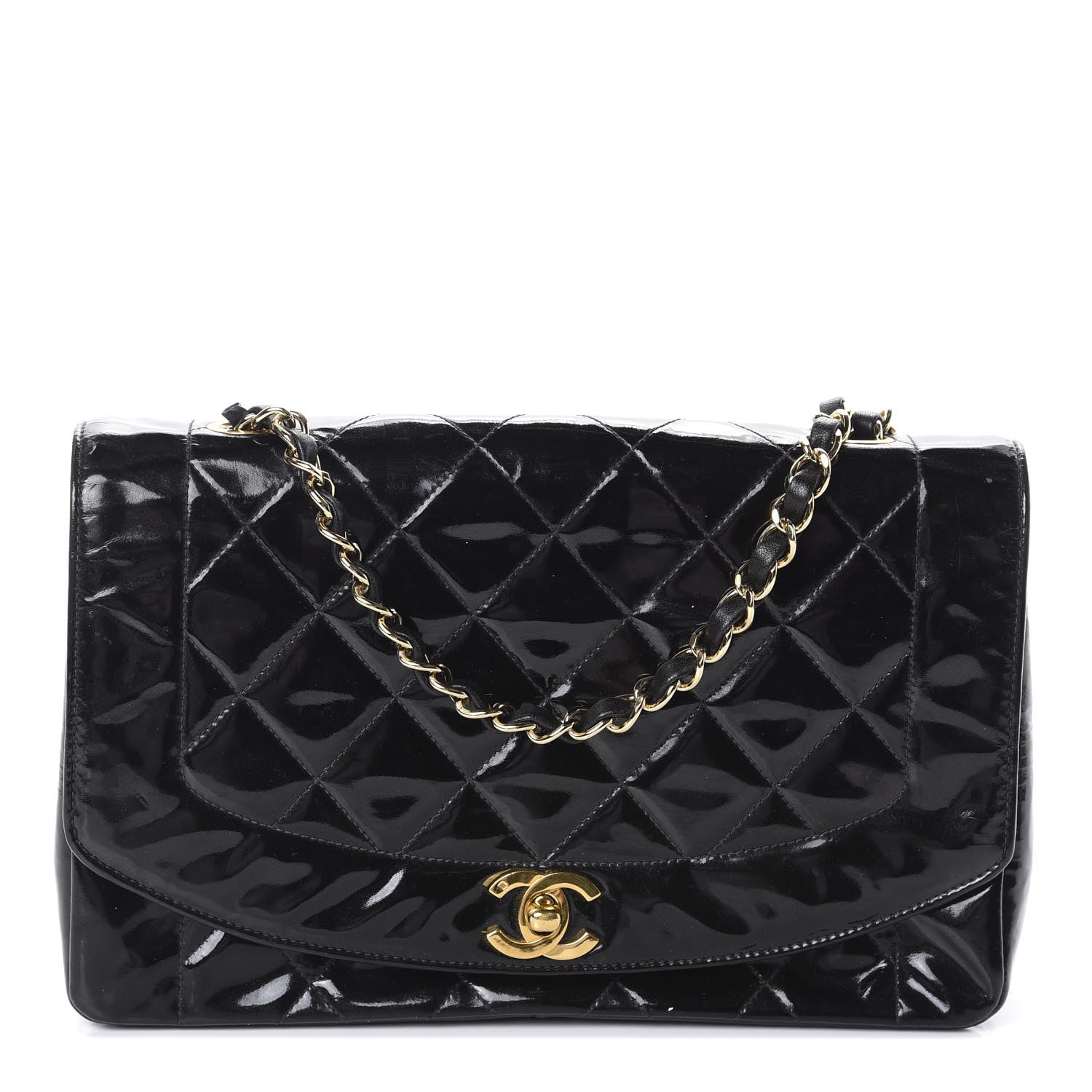 Chanel Patent Quilted Medium Single Flap Bag Black 1 of 12