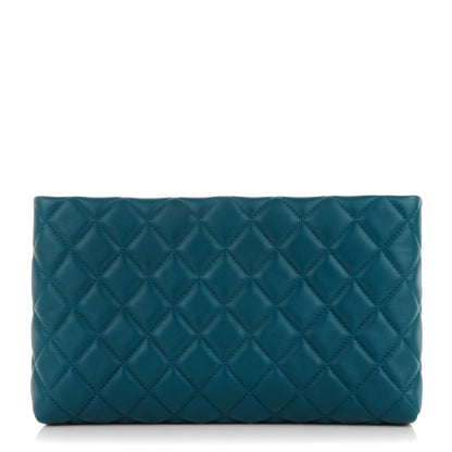 Chanel Lambskin Quilted Clutch Dark Blue 1 of 7