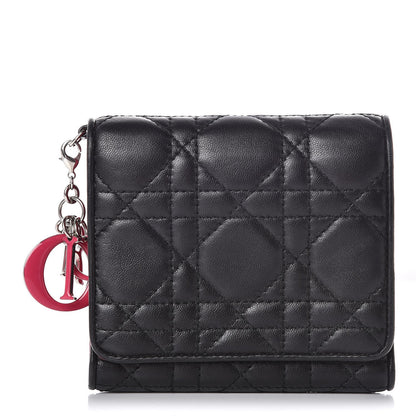 Christian Dior Lambskin Cannage Bicolor Lady Dior Wallet Black 2 of 9