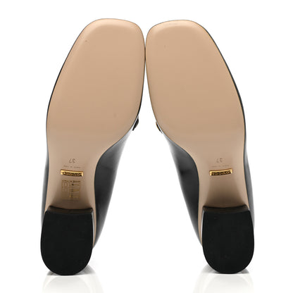 Gucci Malaga Kid Sylvie Web Chain Mid Heel Loafers 37 Black 5 of 9