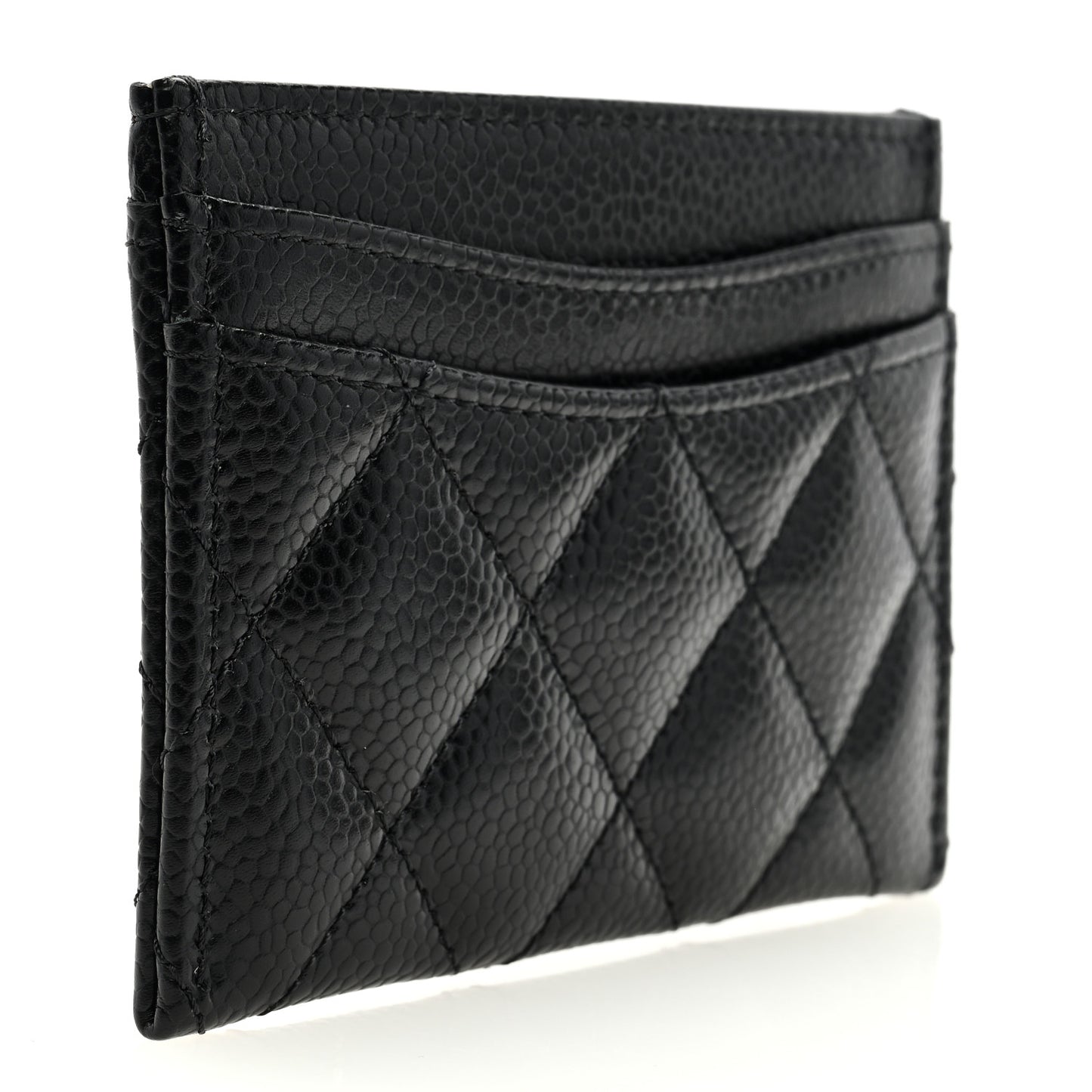 Caviar Quilted Card Holder Black