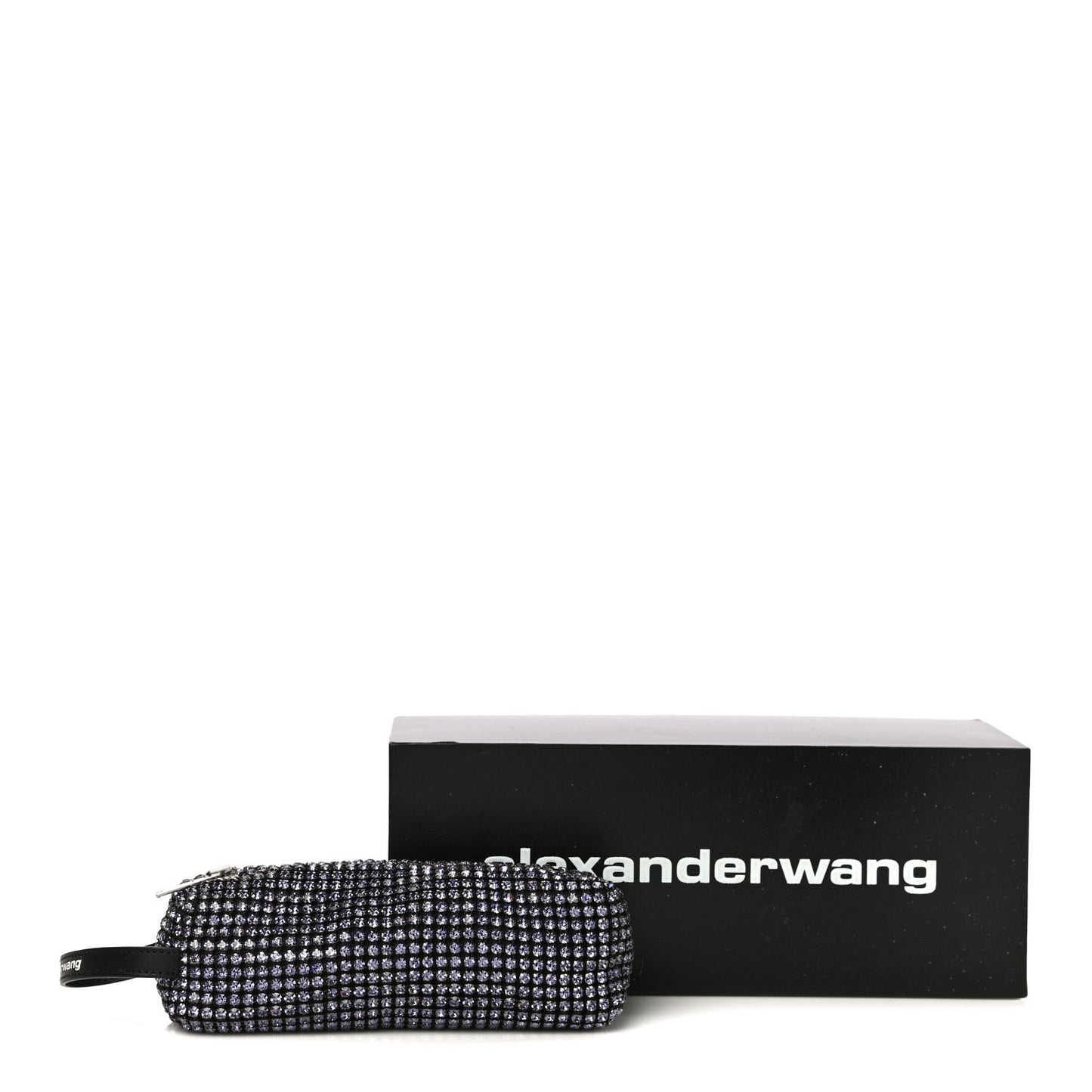 Mesh Crystal Rhinestone Pencil Pochette Black Purple
