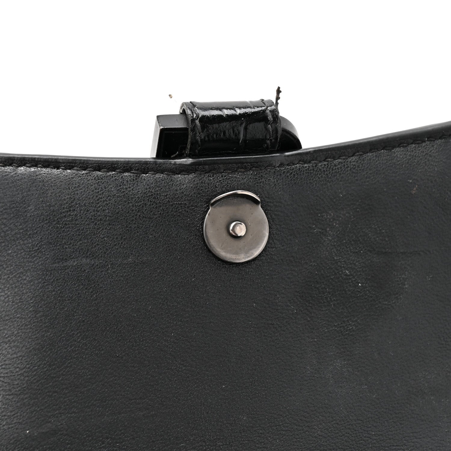 Balenciaga Shiny Calfskin Monochrome Crocodile Embossed Hourglass Top Handle Bag XS Black 15 of 17
