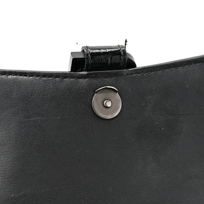 Balenciaga Shiny Calfskin Monochrome Crocodile Embossed Hourglass Top Handle Bag XS Black 15 of 17